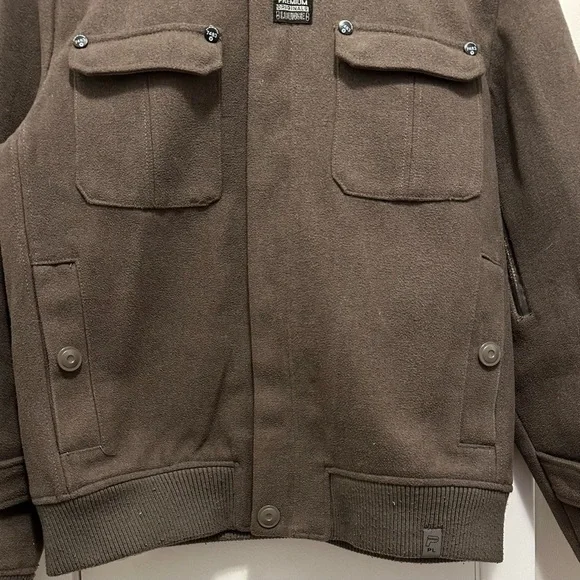 Premium Lounge Wool Blend Military Style Utility Cargo Jacket Coat Men XXL brown